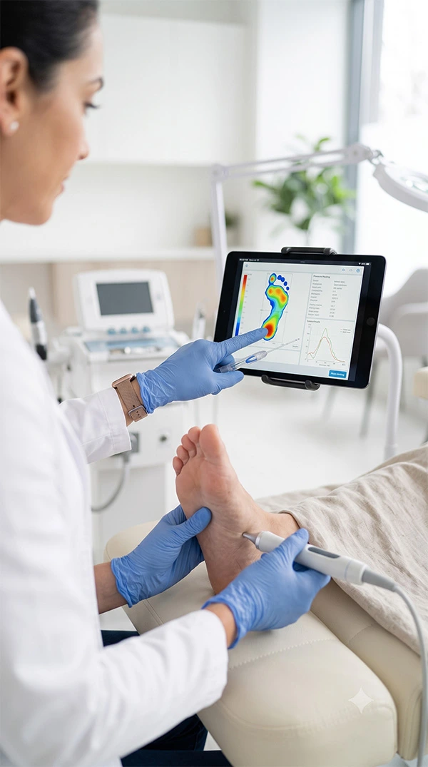Especialista Médico Podiatra en consulta