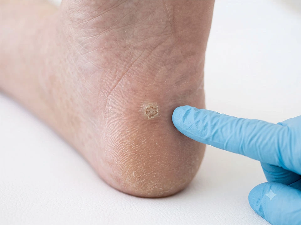 Eliminación médica de verruga plantar